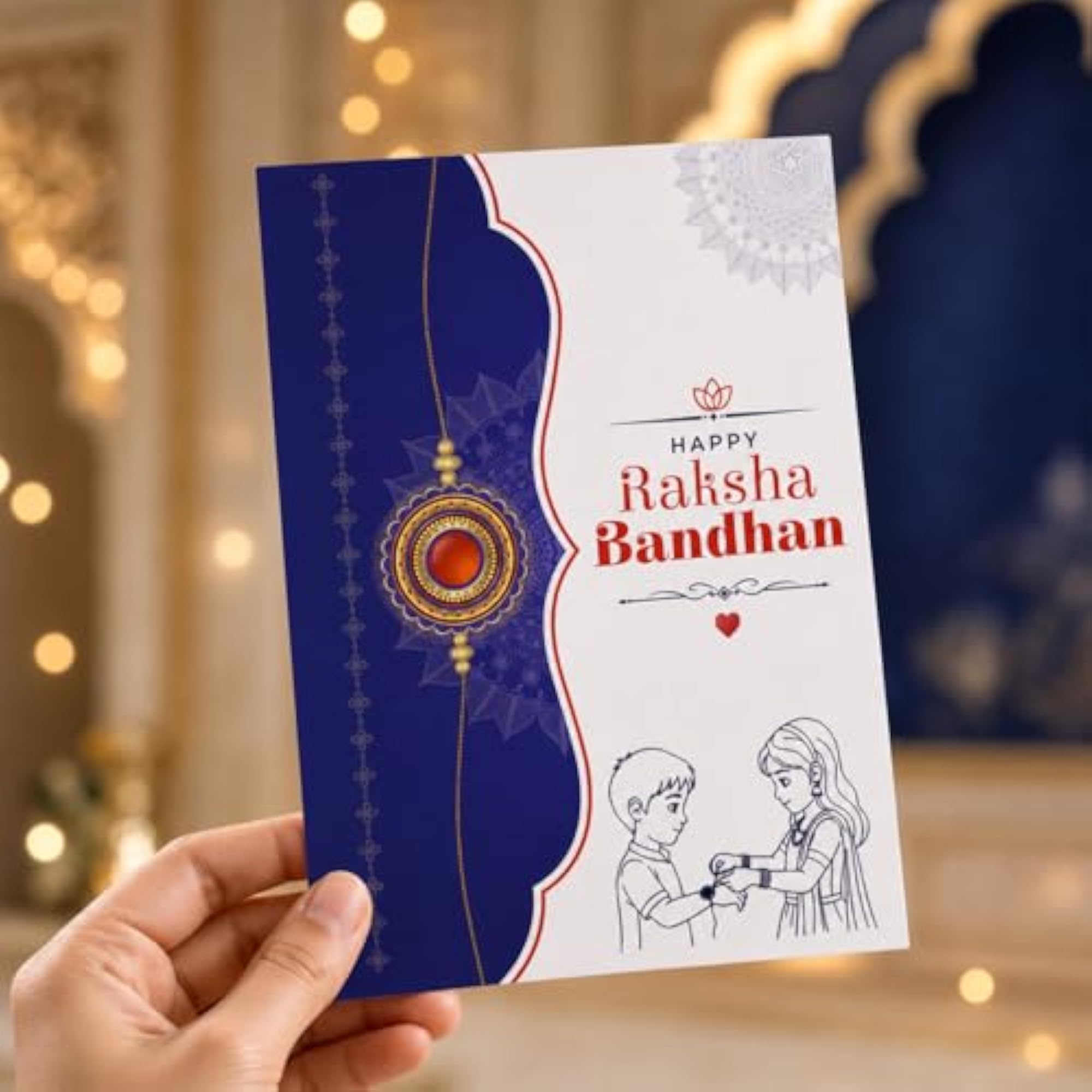 Multicolor Rakhi Combo with Silver Pooja Coin and Greeting Card